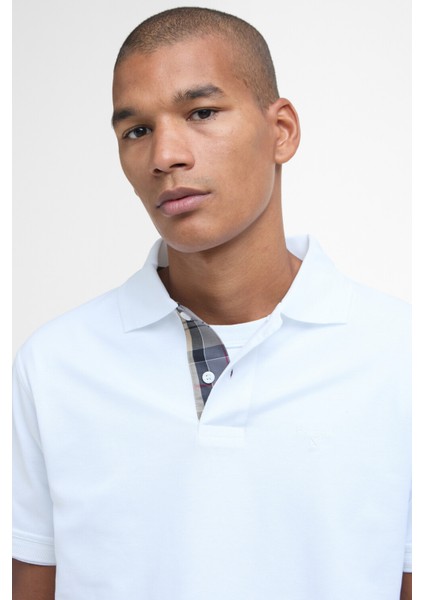 Premium Tartan Pique Polo Yaka WH11 White