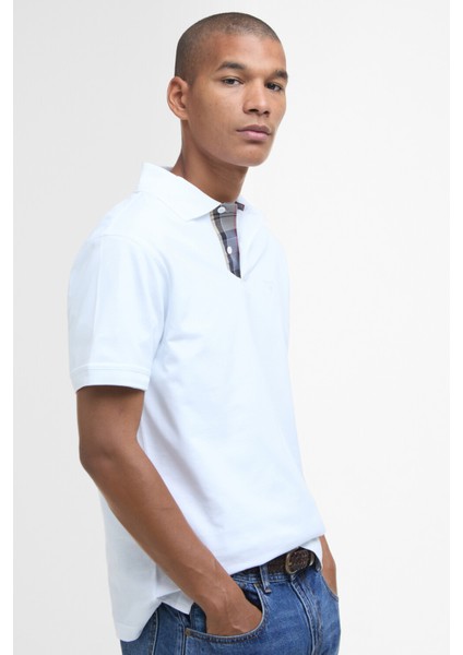 Premium Tartan Pique Polo Yaka WH11 White