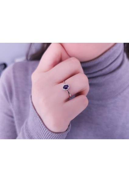 Pırlanta Ve Oval Ametist Taşlı Yüzük 0405R0007 fırsatları