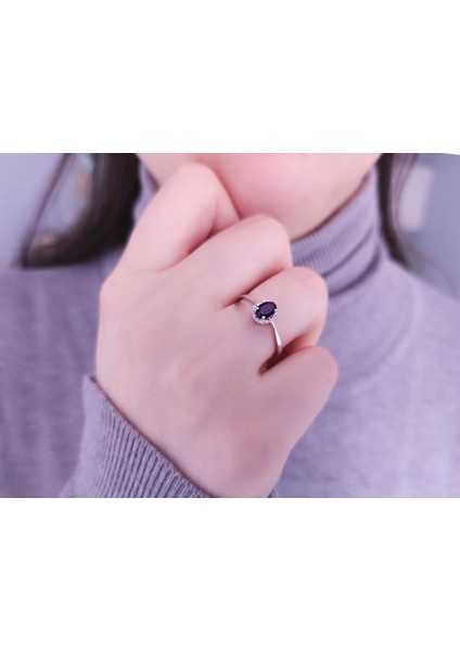 Pırlanta Ve Oval Ametist Taşlı Yüzük 0405R0007 indirimleri
