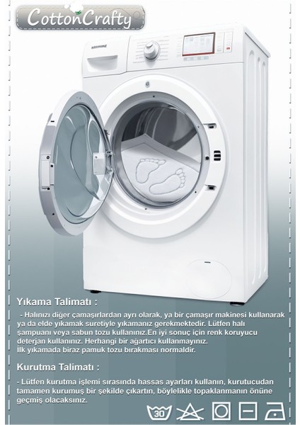 Pamuk Tafting Banyo Paspas Seti, Banyo Halısı Makarna 2 Li Set 60X100 - 60X50