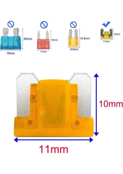 50 Adet Mini Oto Bıçak Sigorta, Yassı Sigorta (mikro, micro) fiyatları