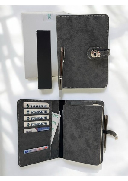 Özel Tasarım Nubuk Deri Kılıflı Defter - Tükenmez Kalem Seti Hediye