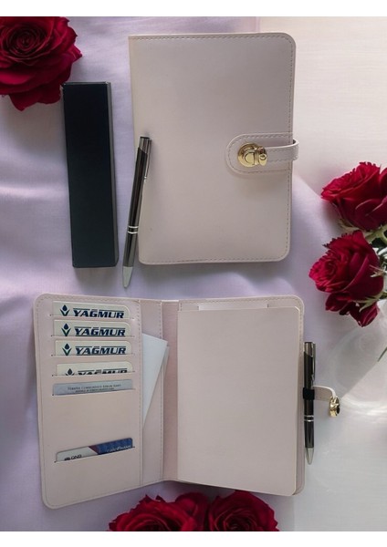 Özel Tasarım Nubuk Deri Kılıflı Defter - Tükenmez Kalem Seti Hediye