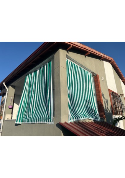 Markahil Her Ölçüde Enxboy Seçenekli Bağcıklı Çizgili Balkon Perdesi Balkon Brandası fırsatları