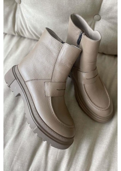 Alice Kadın Hakiki Deri Loafer Bot Vizon