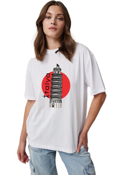 Felix Dies Beyaz Oversize Kalıp Italya Baskılı Unisex T-Shirt