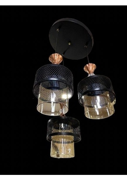 3lü Siyah Sarkıt Luxury Avize