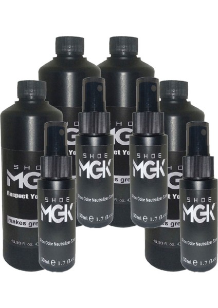 Shoe Mgk Ayakkabı Temizleme 4x 500 ml Sprey Form + 4xmgk 50 ml Ayakkabı Koku Giderici Sprey Form