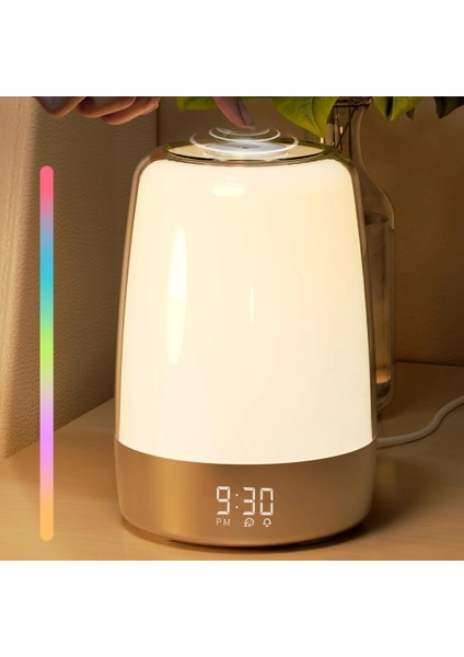 Rgb Gece Lambası Gün Doğumu Simülasyonlu Çalar Saat Uyku Modu & Erteleme Fonksiyonu | Huzurlu Uyanış & Rahat Uyku Için Akıllı Alarm Saati"