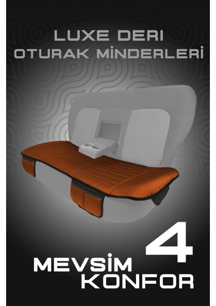 Lüxe Deri 3 Parça Oto Koltuk Minder Seti - Taba