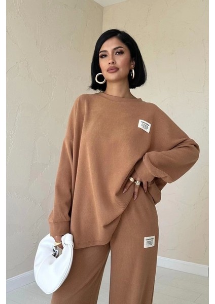 my Camel Klasik Fitilli Kazak ve Pantolon Takım