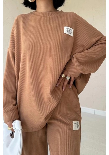 my Camel Klasik Fitilli Kazak ve Pantolon Takım