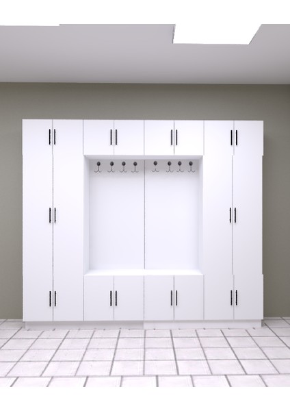 Ezel Portmanto Kapaklı, Raflı, Askılı Vestiyer