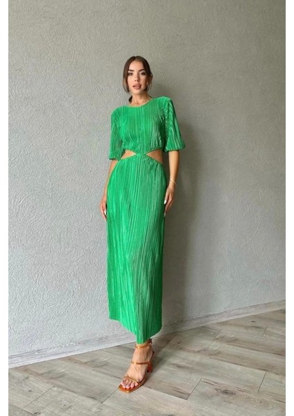 my Yeşil Piliseli Elbise