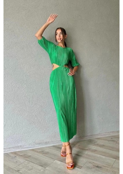 my Yeşil Piliseli Elbise