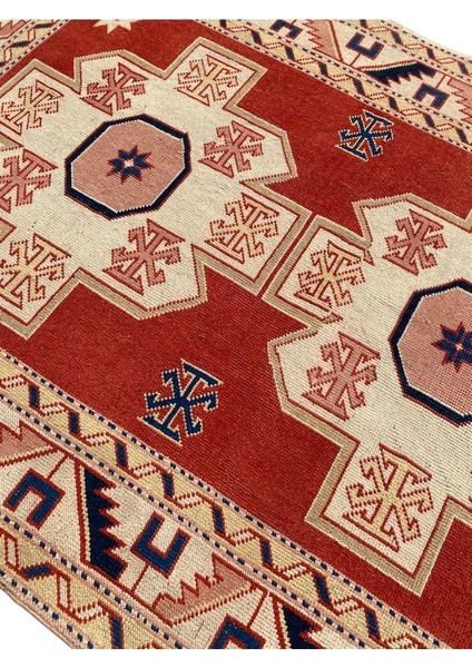 El Dokuma Eskitme Milas Halısı 130 x 190 Vintage Krem Yün Halı modelleri