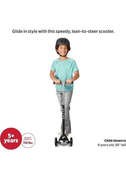 Flyer Planör Pro Çocuk Scooter Siyah