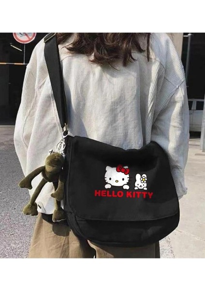 Hello Kitty Baskılı Siyah Postacı Çantası
