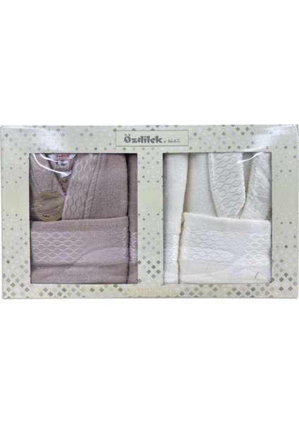 Krem Bej 6 Parça Pamuk Bornoz Takımı, rahat ve şık kullanım için ideal