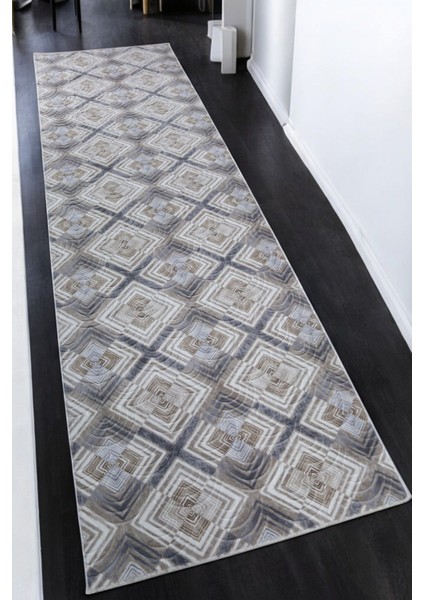 Aksu Salento Gri Kaymaz Tabanlı Kesme Kabartmalı Salon Koridor Mutfak Halı