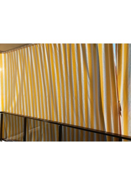 Markahil Her Ölçüde Enxboy Seçenekli Bağcıklı Çizgili Balkon Perdesi Balkon Brandası fırsatları