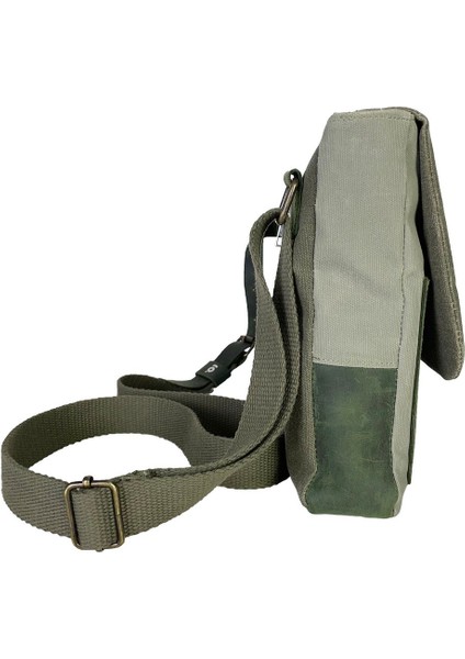 Halwara Mumlu Kanvas & Deri Postacı Çantası (Messenger Bag) 22X31 cm / 13 Inç