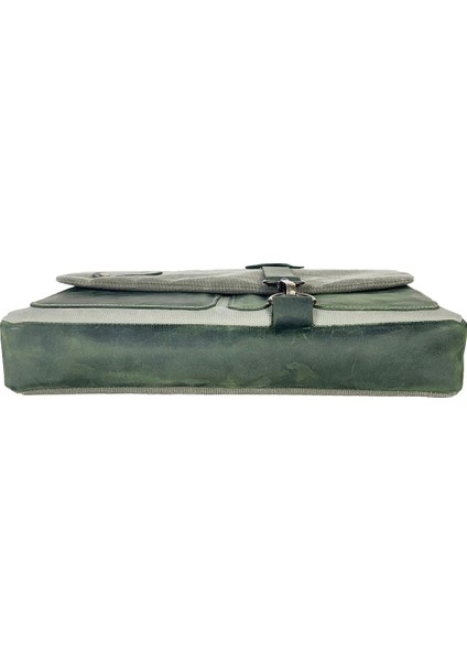 Halwara Mumlu Kanvas & Deri Postacı Çantası (Messenger Bag) 22X31 cm / 13 Inç