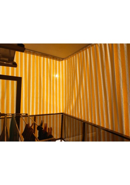 Markahil Her Ölçüde Enxboy Seçenekli Bağcıklı Çizgili Balkon Perdesi Balkon Brandası modelleri