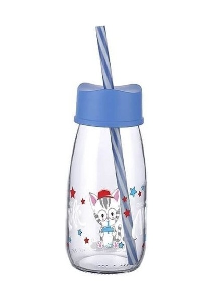 Pipetli Su ve Süt Şişesi Cam 250 ml - Mavi