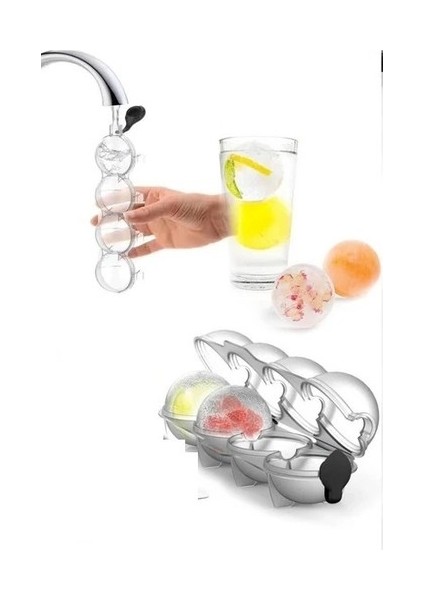 4 Bölmeli Küre Buz Topu Kalıbı - Yuvarlak Buz Topu indirimleri