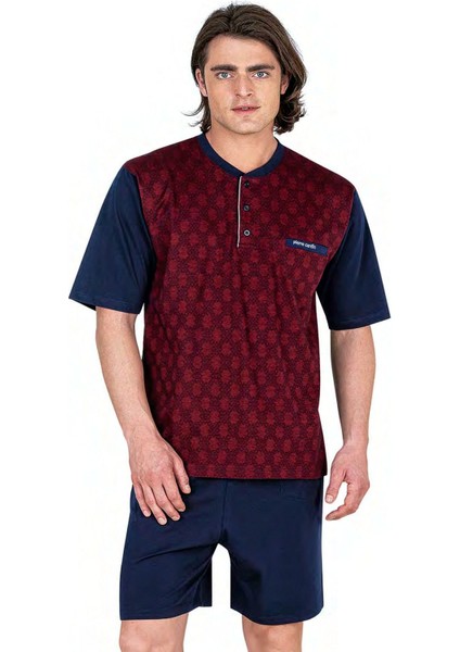 6055 Erkek Kısa Kollu Jakarlı 3'Lü Pijama Takımı