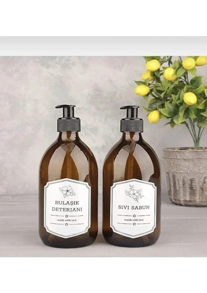 300ml Kahverengi Cam Şişe ve Mutfak Düzenleyici Siyah modelleri