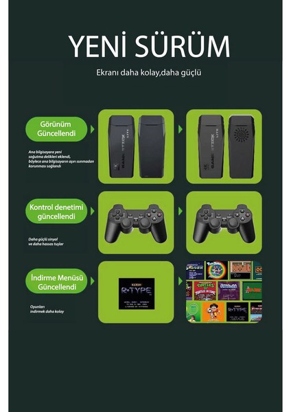 M8 64GB Dual Pad 4K Game Stick - Siyah 11