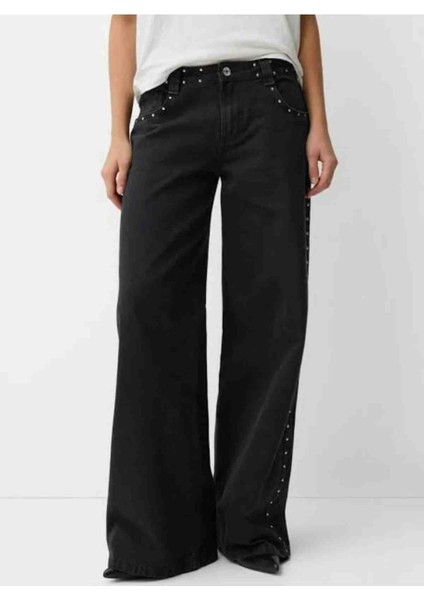 Allbucks Bershka, Zımbalı Fitilli Kumaş Straight Fit Jean Pantolon ABBRS1567