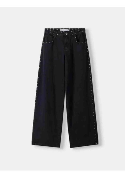 Allbucks Bershka, Zımbalı Fitilli Kumaş Straight Fit Jean Pantolon ABBRS1567