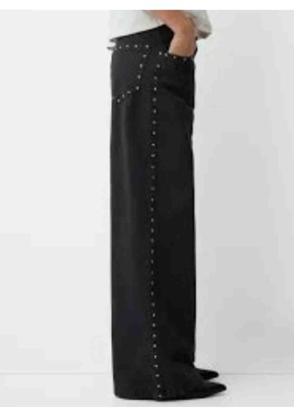 Allbucks Bershka, Zımbalı Fitilli Kumaş Straight Fit Jean Pantolon ABBRS1567