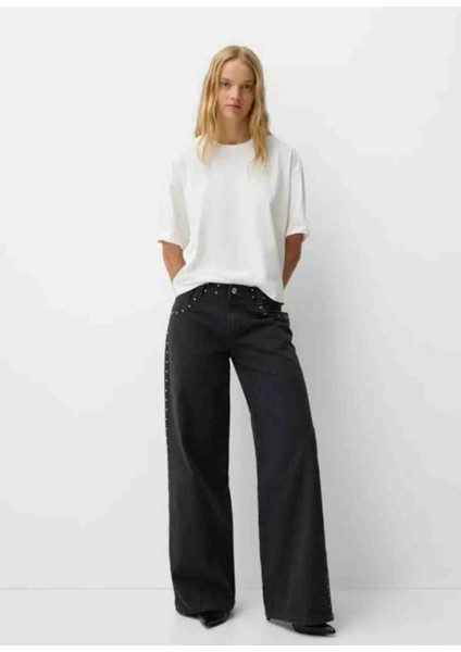 Allbucks Bershka, Zımbalı Fitilli Kumaş Straight Fit Jean Pantolon ABBRS1567