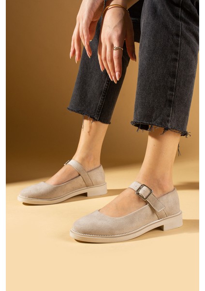 Toka Detaylı Rahat Taban Kadın Laofer Ayakkabı 59-4949-24SÜET