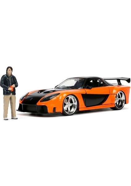 Hızlı ve Öfkeli 1:24 1995 Mazda Rx-7 Geniş Gövdeli Döküm Araba