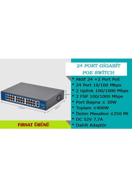 24 Port 10/100/1000MBPS 24+2 Gigabit Poe Switch