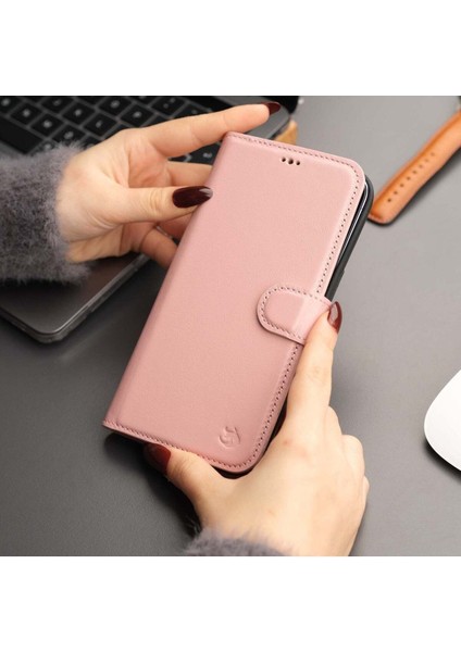 Casper iPhone 15 Pro Kılıf - El Yapımı Hakiki Deri - Manyetik Ayrılabilen Cüzdanlı Kılıf - Pembe