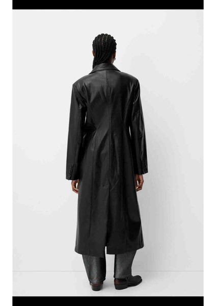 Allbucks Bershka, Özel Dikim Belden Oturtmalı Uzun Suni Deri Kaban ABBRS1018