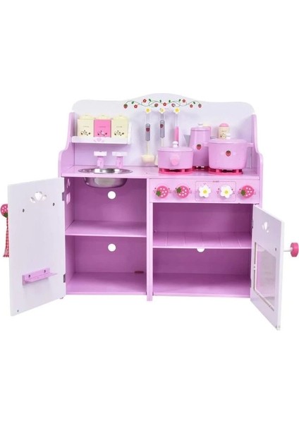 - Ahşap Mutfak Oyun Seti Pembe