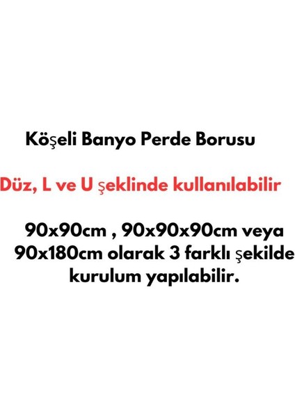 Banyo Perde Borusu Köşe Boru 90X3 Siyah Duş Perde Borusu Perde Askısı Duş Borusu Metal indirimleri