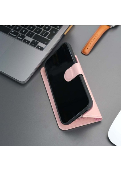 Casper iPhone 15 Pro Kılıf - El Yapımı Hakiki Deri - Manyetik Ayrılabilen Cüzdanlı Kılıf - Pembe