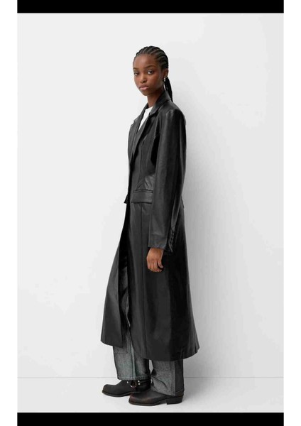 Allbucks Bershka, Özel Dikim Belden Oturtmalı Uzun Suni Deri Kaban ABBRS1018 modelleri