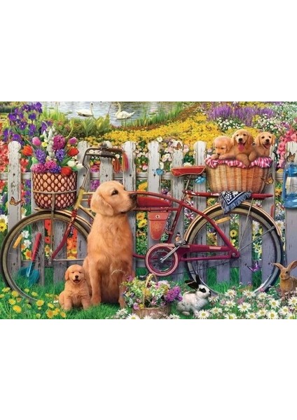 Bahçedeki Sevimli Köpekler 500 Parça Puzzle - 15036 Köpeklerle Yeşile Yolculuk