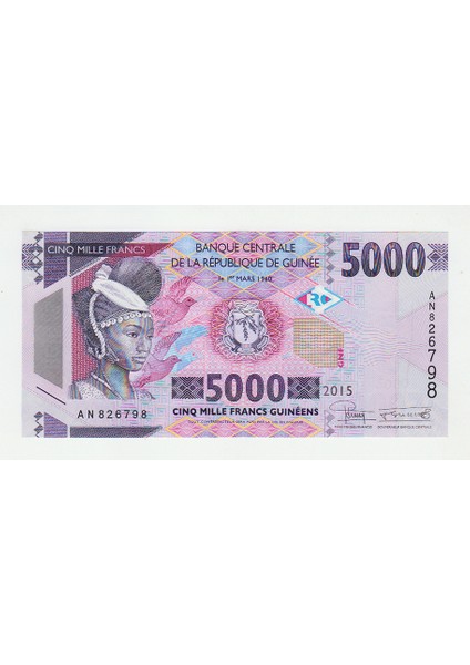 Guineé 5000 Francsuncçil Banknot