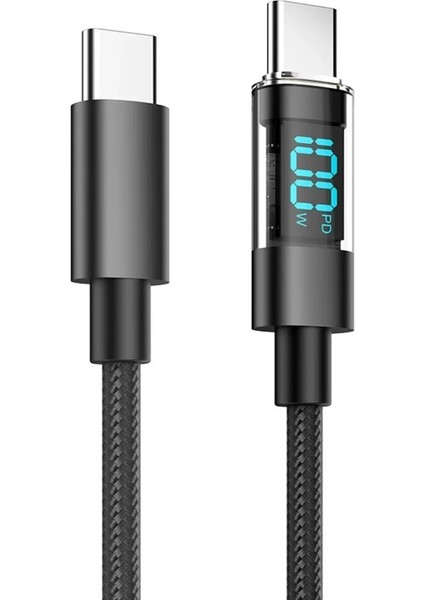 Dijital Ekranlı Hızlı Şarj Kablosu USB Type-C 100W Apple iPhone Lightning Hızlı Şarj Kablosu 27W